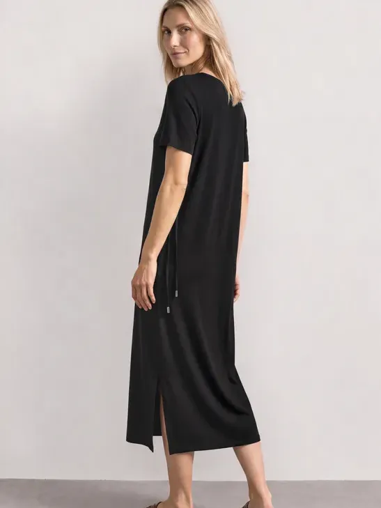 Street One Midijurk van jersey met ronde hals zwart, foto 2