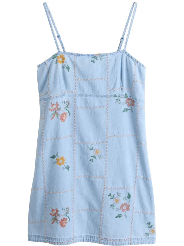 Next Dames - Versierde denim mini-jurk - Blauw Bleach Blue