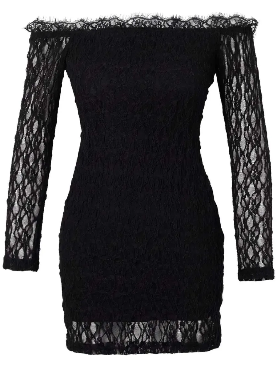 Trendyol TRENDYOLMİLLA Dames Zwart Gestructureerd Kort / Mini Lang Bodycon Jurken, foto 2