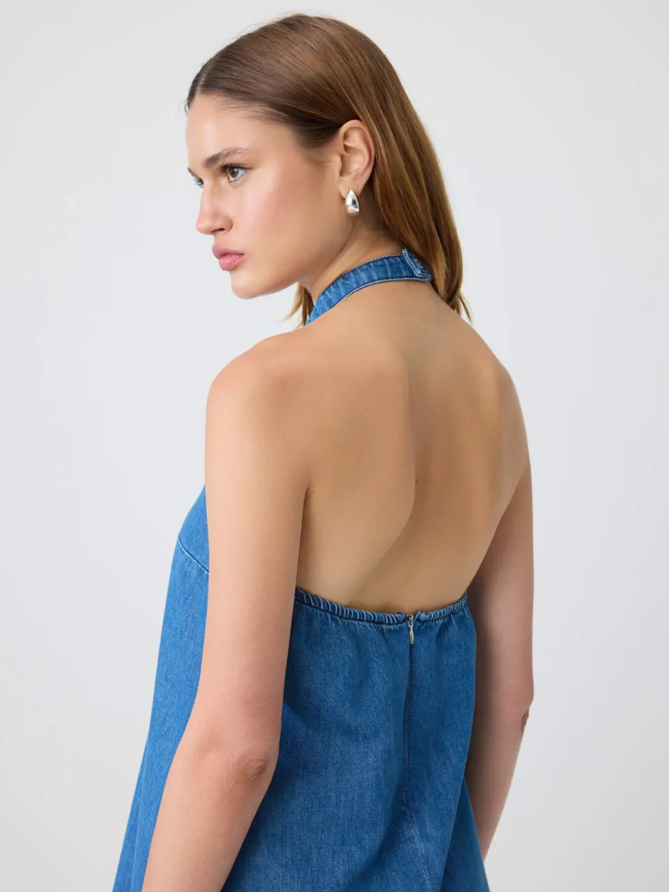 Trendyol TRENDYOLMİLLA Dames Blauw Effen Extra Kort / Super Mini Mouwloos A-lijn Jurken, foto 2