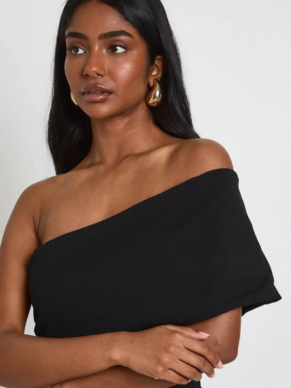 boohoo Dames Jersey Crepe Bardot Midaxi Jurk zwart, foto 3