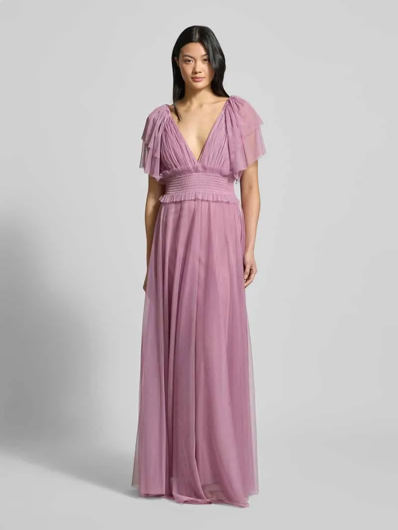 Lace & Beads Avondjurk met volants Rosé