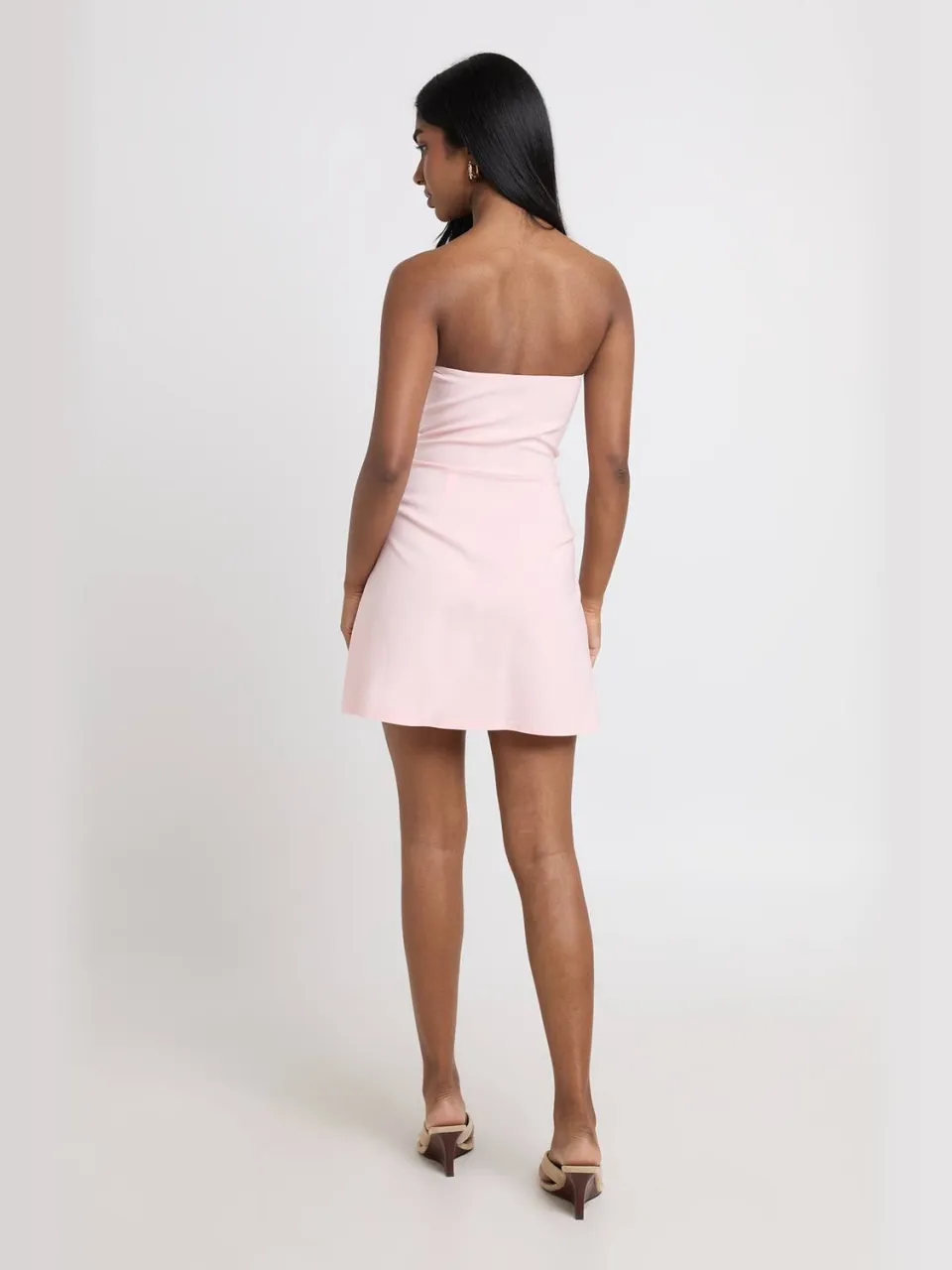boohoo Dames Bengaline Bandeau Getailleerde Shift Jurk baby roze, foto 3