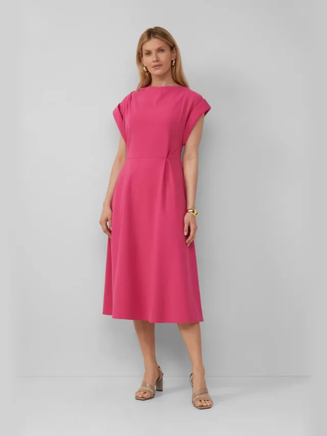 S.Oliver female - Midi-jurk met omgeslagen mouwen roze