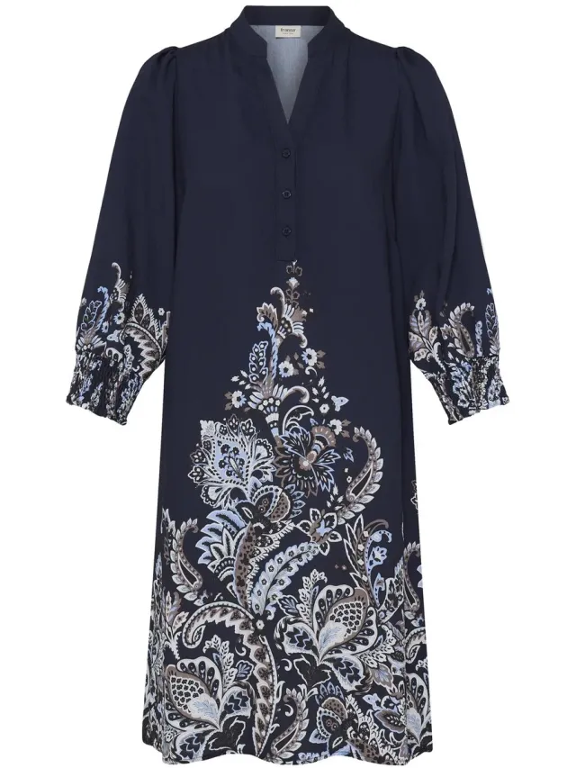 Fransa FRADARA DR 2 - Dames - Midi jurken NAVY BLAZER PAISLEY