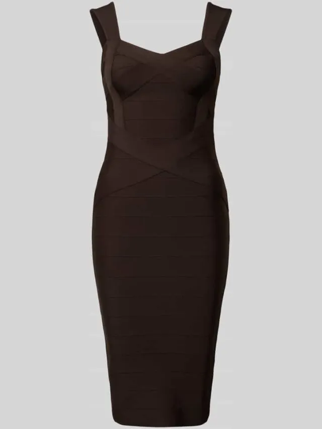Lipsy slim fit jurk in mouwloos design middenbruin, foto 2
