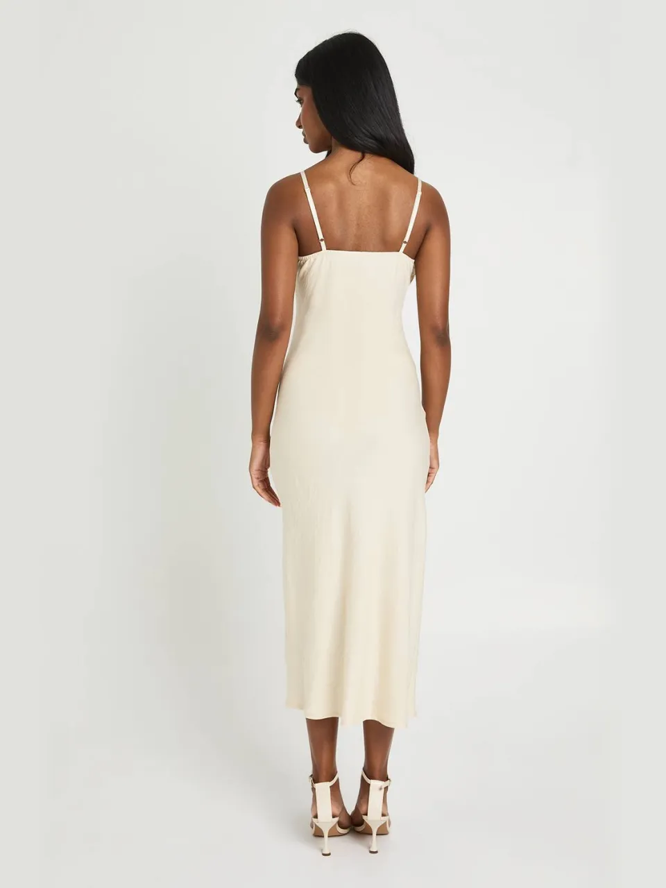 boohoo Dames Getextureerde Geweven Midi Jurk Met Omgeslagen Detail crème, foto 2