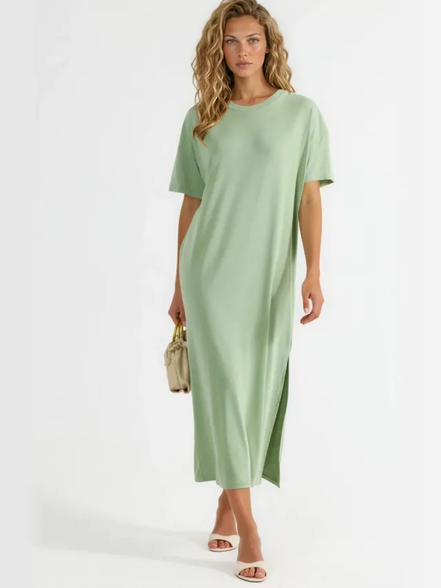 Busem Lose Fit Midi Jurk met Split Mint