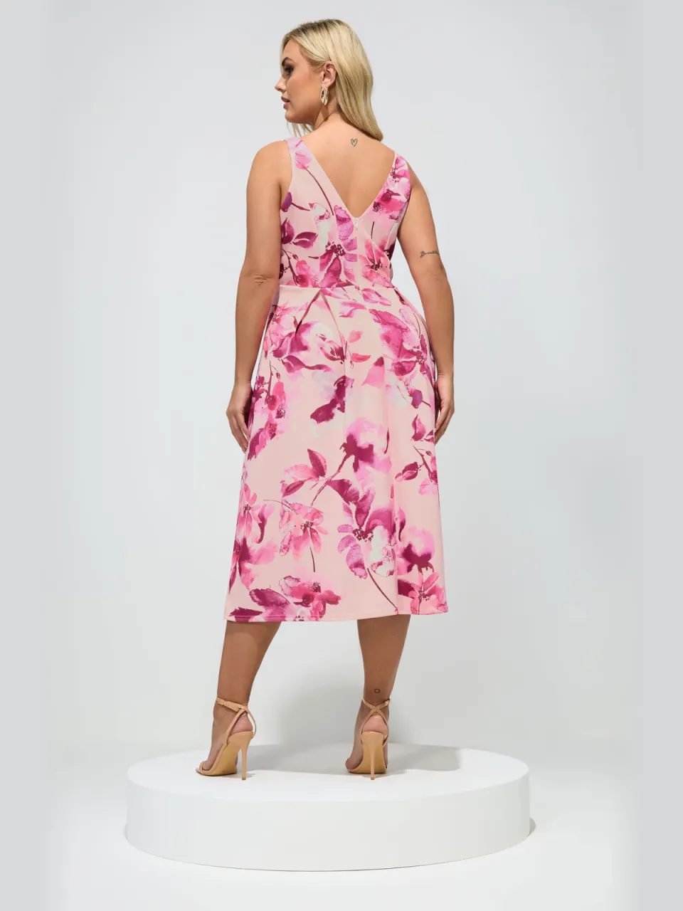 Yours London Roze Geplooide Jurk Met Bloemenprint, foto 3
