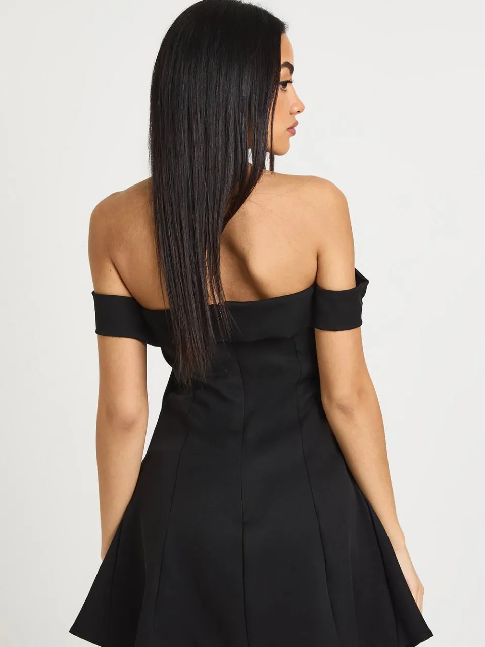 boohoo Dames Bardot Gestructureerde Mini Jurk zwart, foto 2