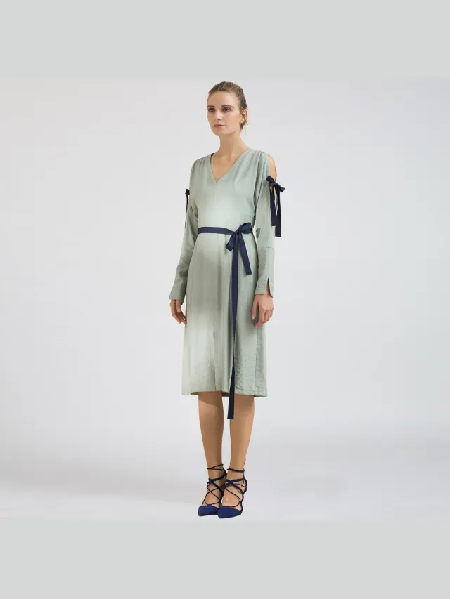Smart & Joy Koude schouder V-hals jurk Mint