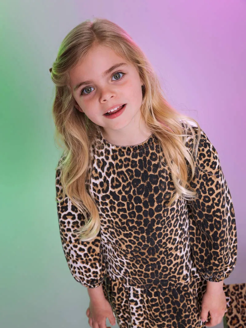 Quapi x Monique Smit korte jurk met panterprint bruin, foto 4
