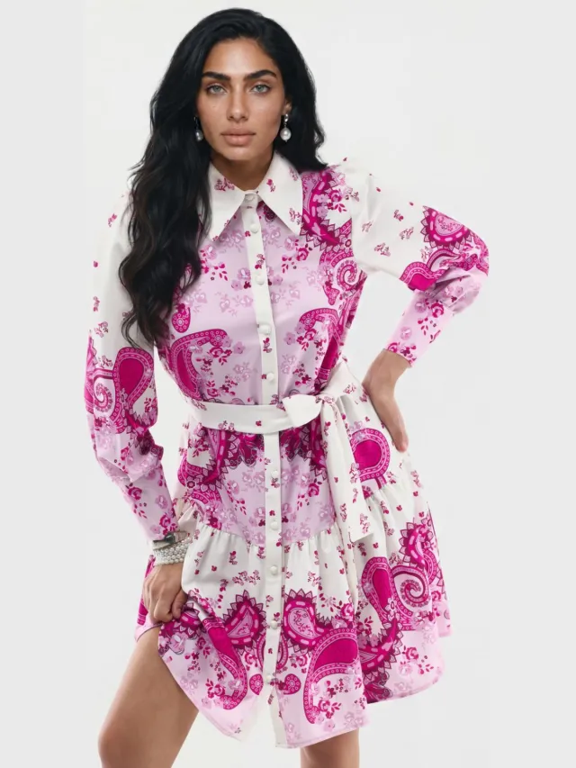 MSN Collection Patroon A-Lijn Mini Jurk Blush