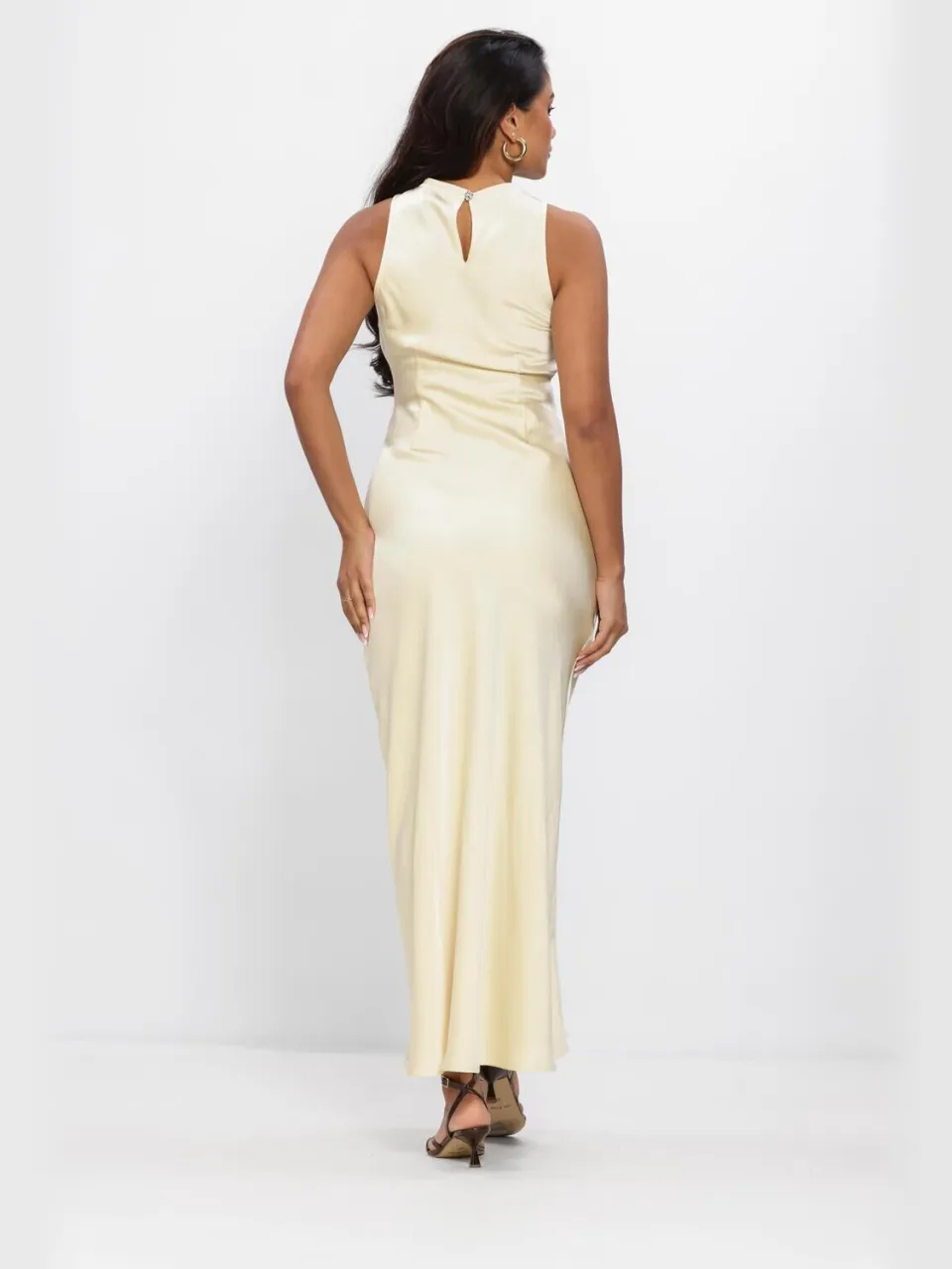 Neo Noir Dames Jurken Celinie Heavy Sateen Dress - Butter Yellow, foto 3