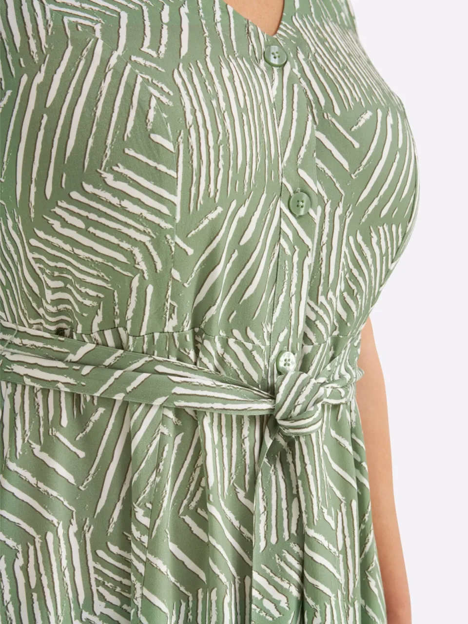 Maxi-jurk eucalyptus/ecru bedrukt, foto 3