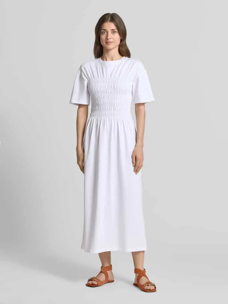 Jake*s Casual midi-jurk met smokelementen Wit