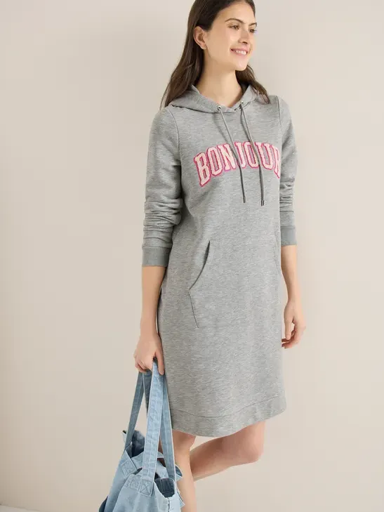 cecil Knielange hoodiejurk Grijs