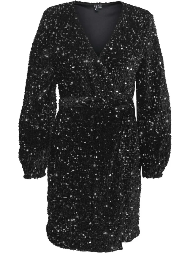 Vero Moda VMBELLA LS WRAP SHORT DRESS JRS - Dames - Mini jurken Black