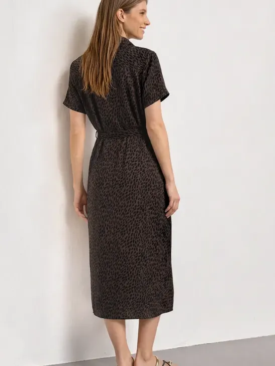 Street One Midi-jurk met bowlingkraag en print bruin, foto 2