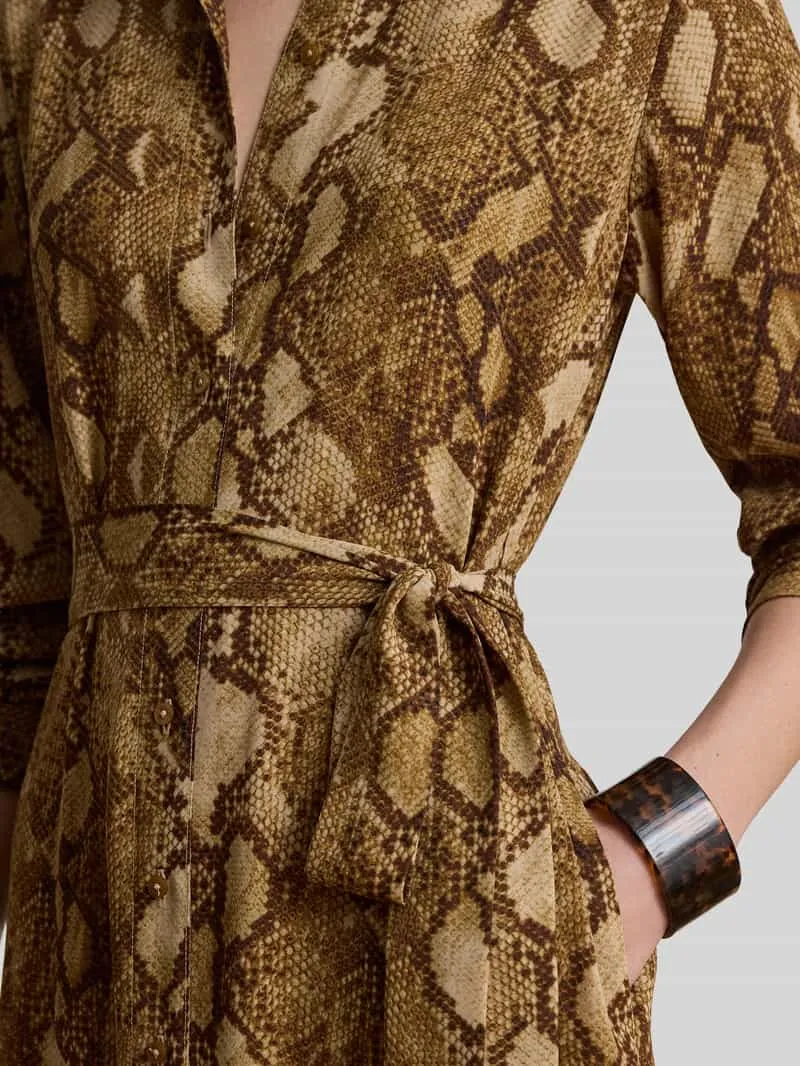 Lauren Ralph Lauren Nauwsluitende blousejurk met slangenprint camel, foto 3