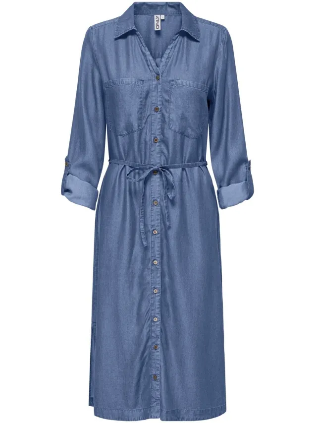 Only ONLCHARIS LIFE LS BEL SHIRT DRESS CC WVN - Dames - Mini jurken Medium Blue Denim
