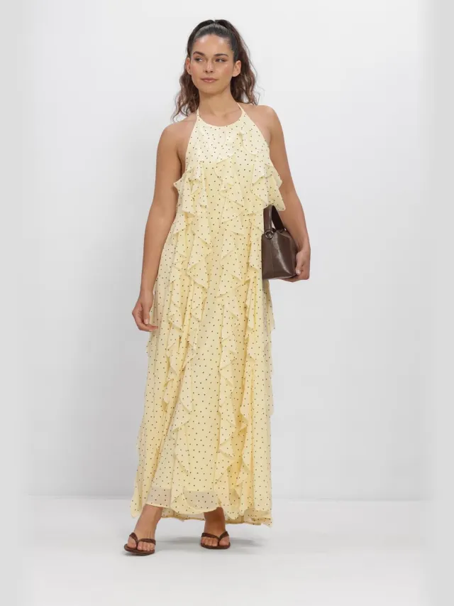 Y.A.S. YAS Dames Jurken Yasfinillo Halterneck Long - Geel