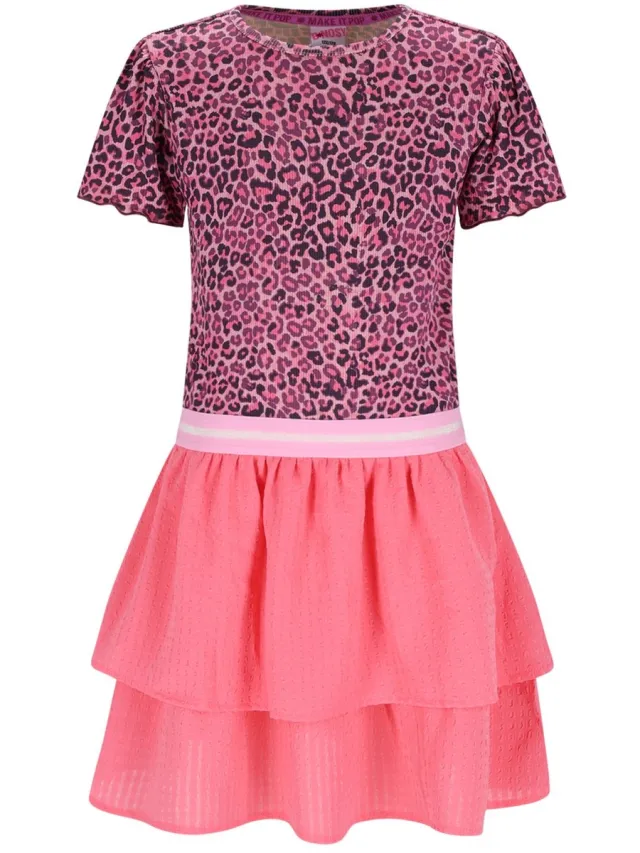 B.Nosy Y602-5852 meisjes jurk roze Blush Leopard