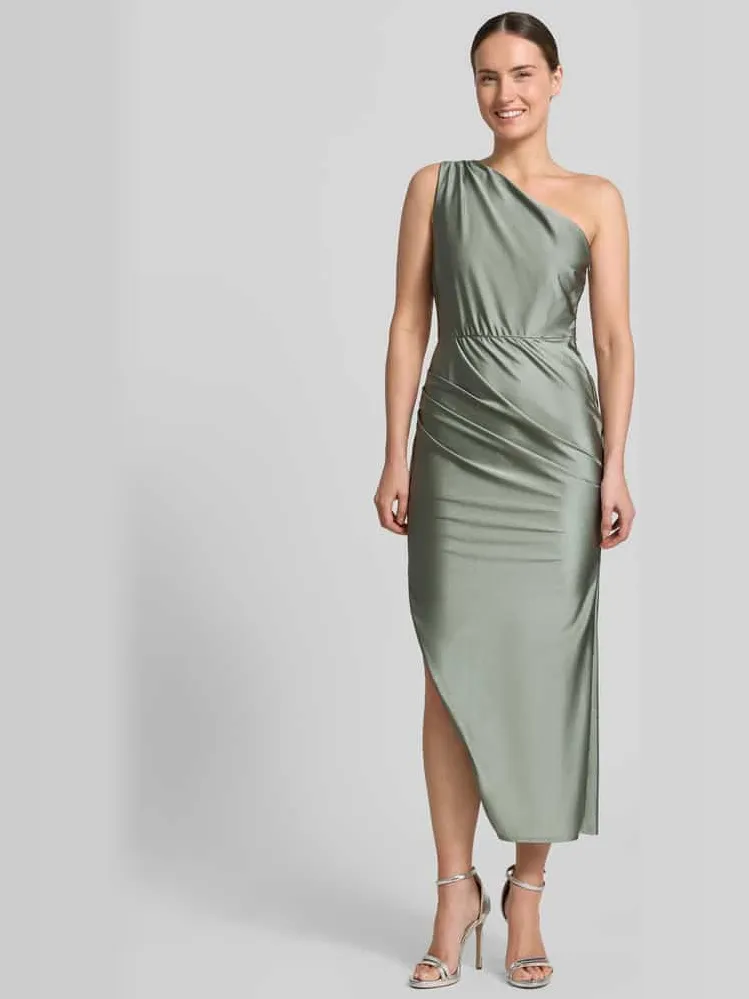 Swing Cocktailjurk in one-shoulder look Lichtgroen