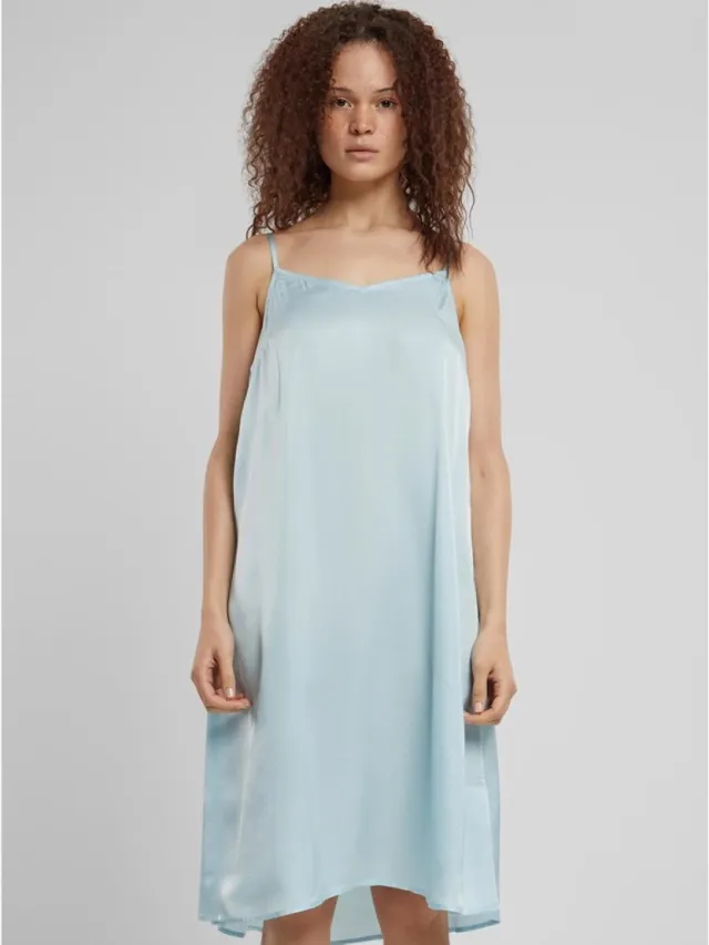 Urban Classics Viscose Satin Slip Korte jurk - M - Blauw