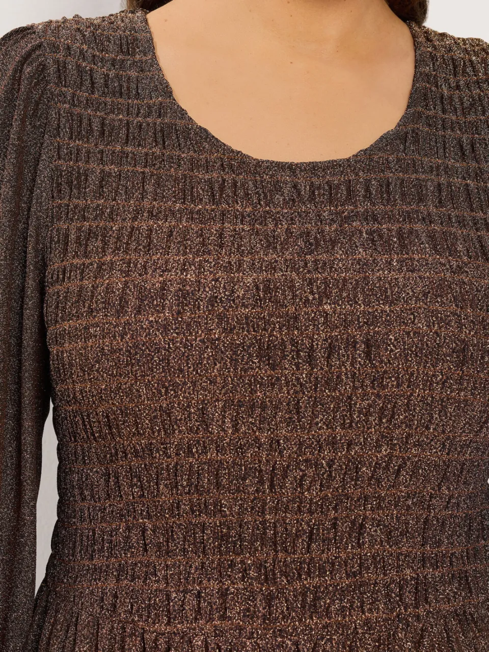 Yours Gouden Midijurk Met Glitters, Peplum En Smockwerk, foto 3