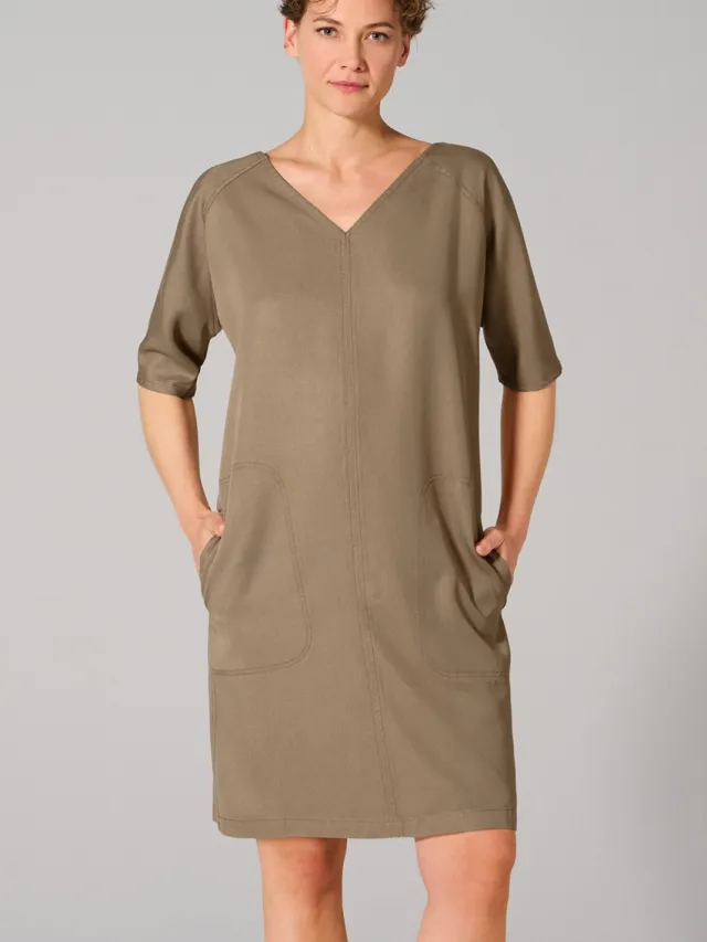 HempAge dames vegan Jurk V-Hals Shitake Beige