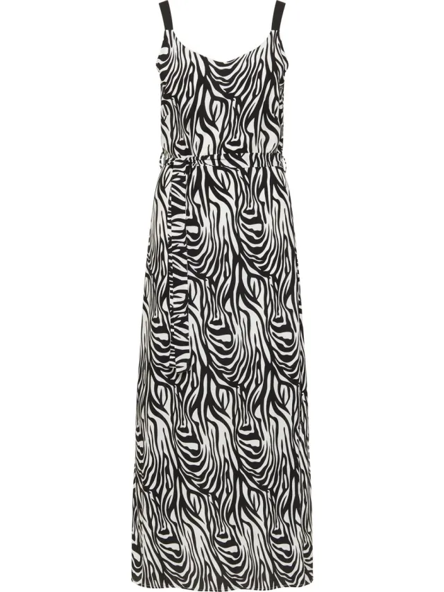 Faina Maxi-jurk met zebraprint nelice zwart wit