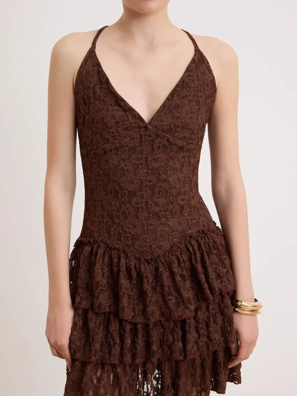 Trendyol TRENDYOLMİLLA Dames Bruin Effen Kort / Mini Kort Skater Jurken, foto 2