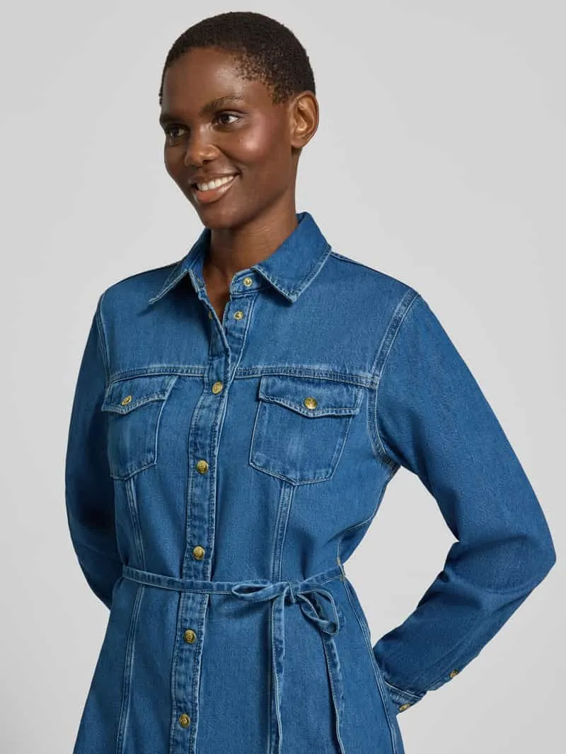 Gant Losjes vallende vrijetijdsjurk van mix van katoen en viscose jeansblauw, foto 4