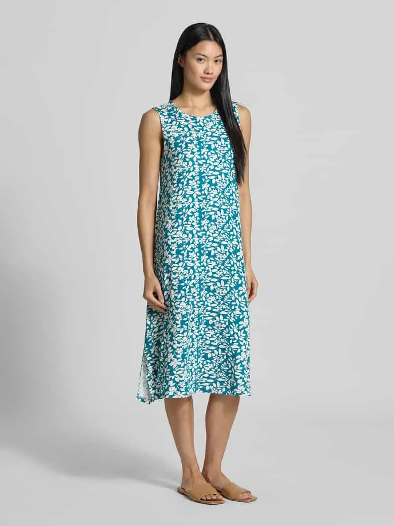 ZABAIONE relaxed fit midijurk van viscosemix model 'Paisley' petrol, foto 3