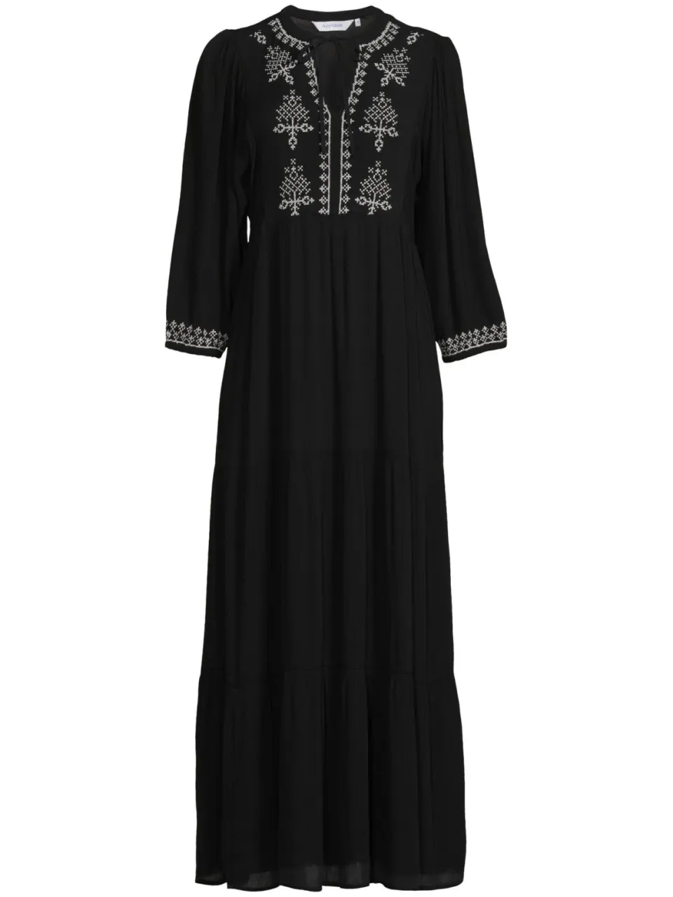 Anytime crinkle maxi jurk met borduursel zwart, foto 2