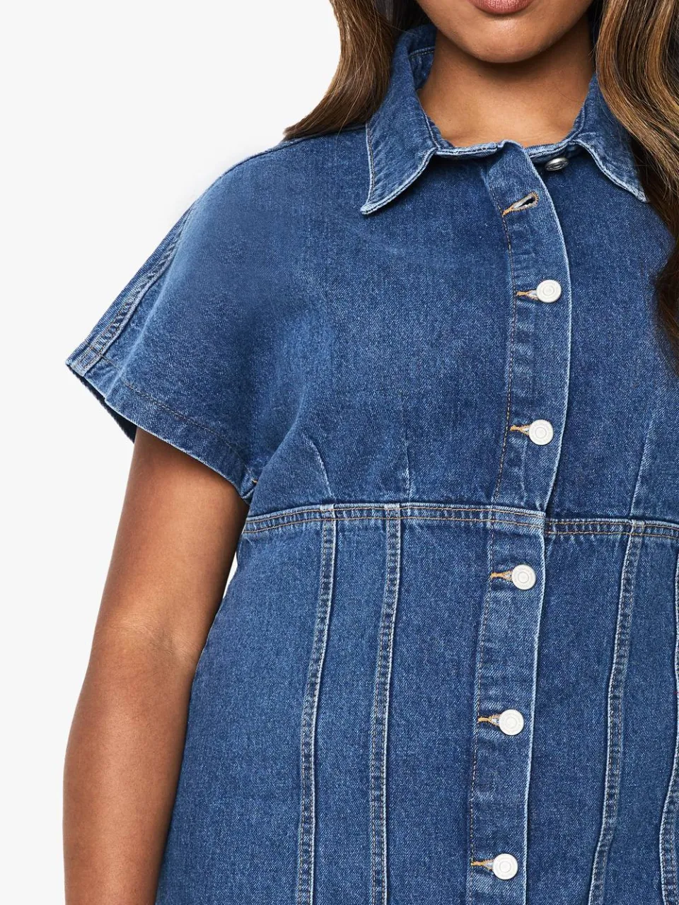 boohoo Dames Plus Button Down Denim Mini-jurk, foto 3