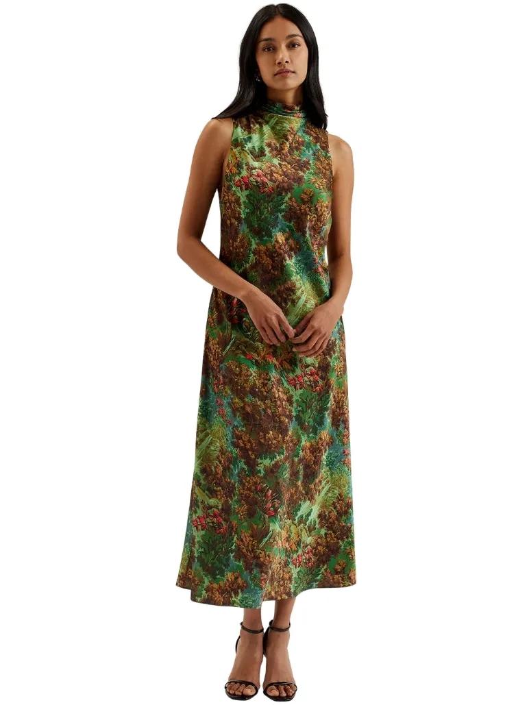 Ted Baker Eyva Bedrukte Midi-slipjurk Met Colkraag In Groen