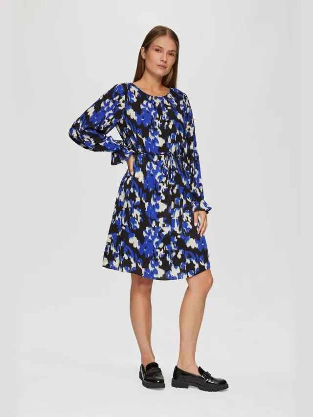 S.Oliver female - Jurk van viscose met geplooide mouwen zwart