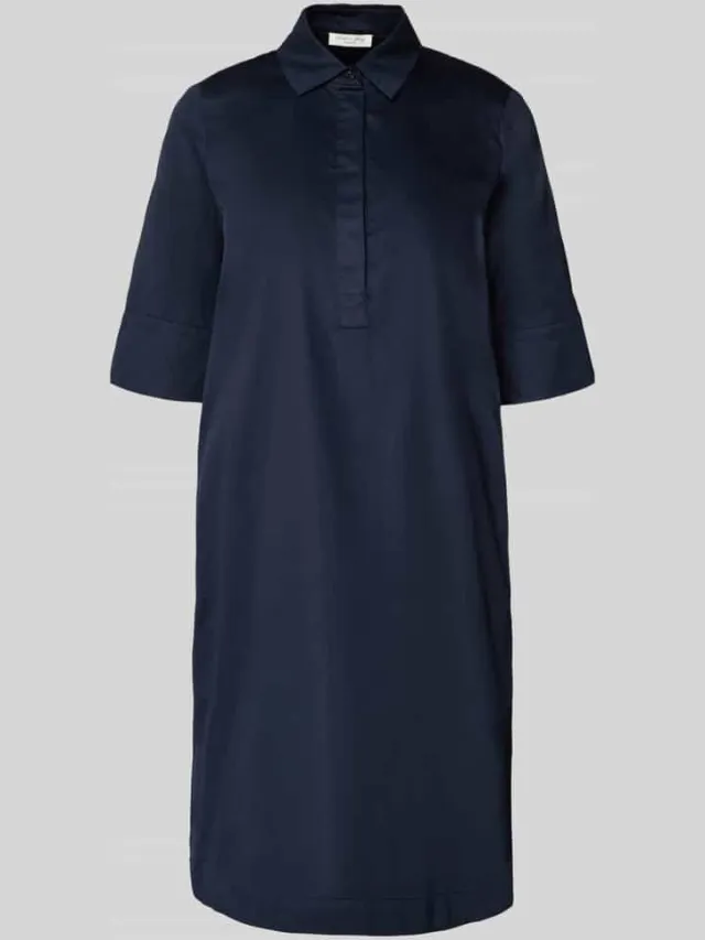 Christian Berg Woman Knie-lange overhemdjurk met steekzakken donkerblauw, foto 2