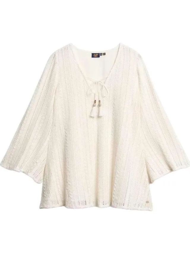 Superdry Korte Jurk Superdry Robe courte en dentelle Ibiza Beige