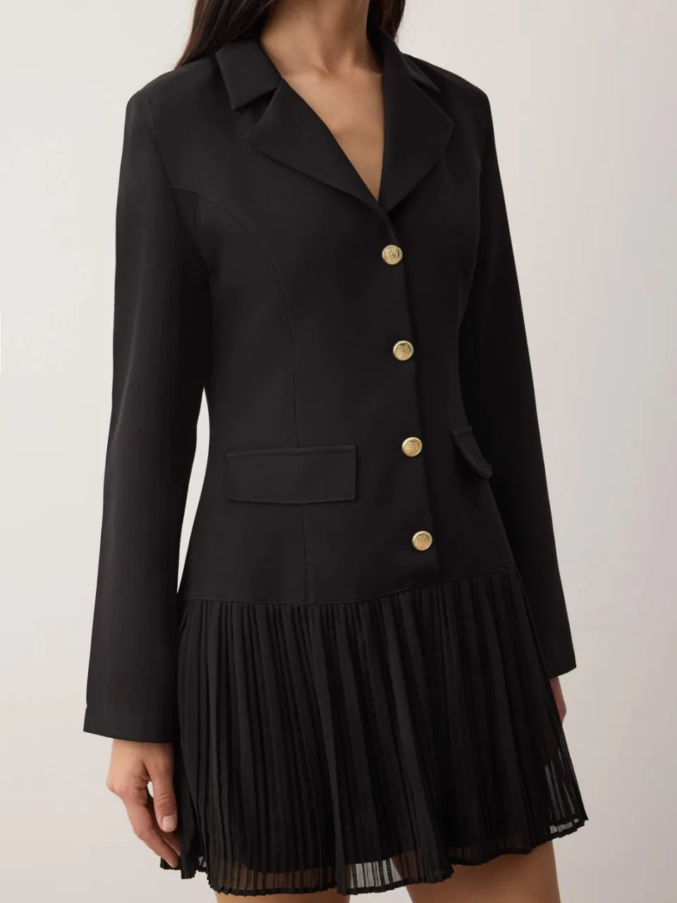 Trendyol TRENDYOLMİLLA Dames Zwart Effen Kort / Mini Lang Avond / Dagelijks Blazer Jurk Jurken