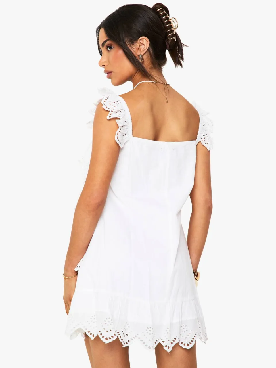 boohoo Dames Petite Gehaakte Franje Mini Jurk wit, foto 2