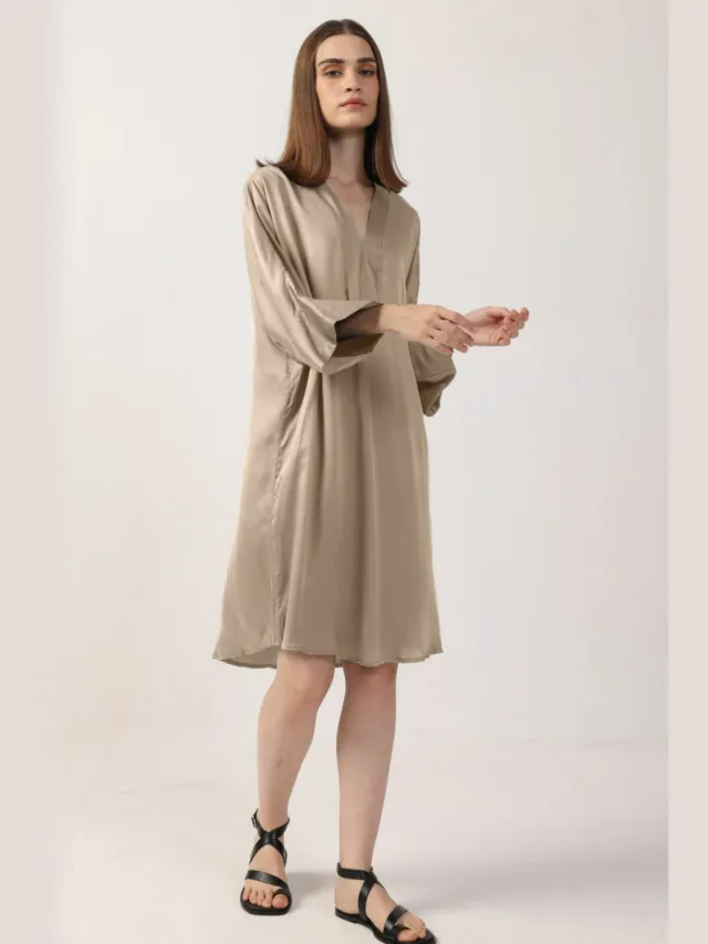 Neu Nomads dames vegan Jurk Kimono Steengrijs Lichtbruin