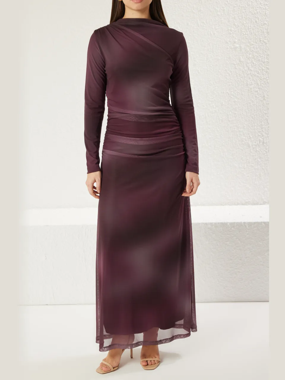 Trendyol Modest Dames Paars Abstract Maxi Lang Avond / Dagelijks A-lijn Modest Jurken, foto 2