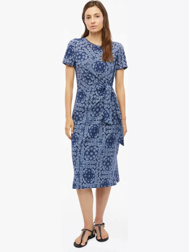 S.Oliver female - Midi jersey jurk met knoopdetail donkerblauw