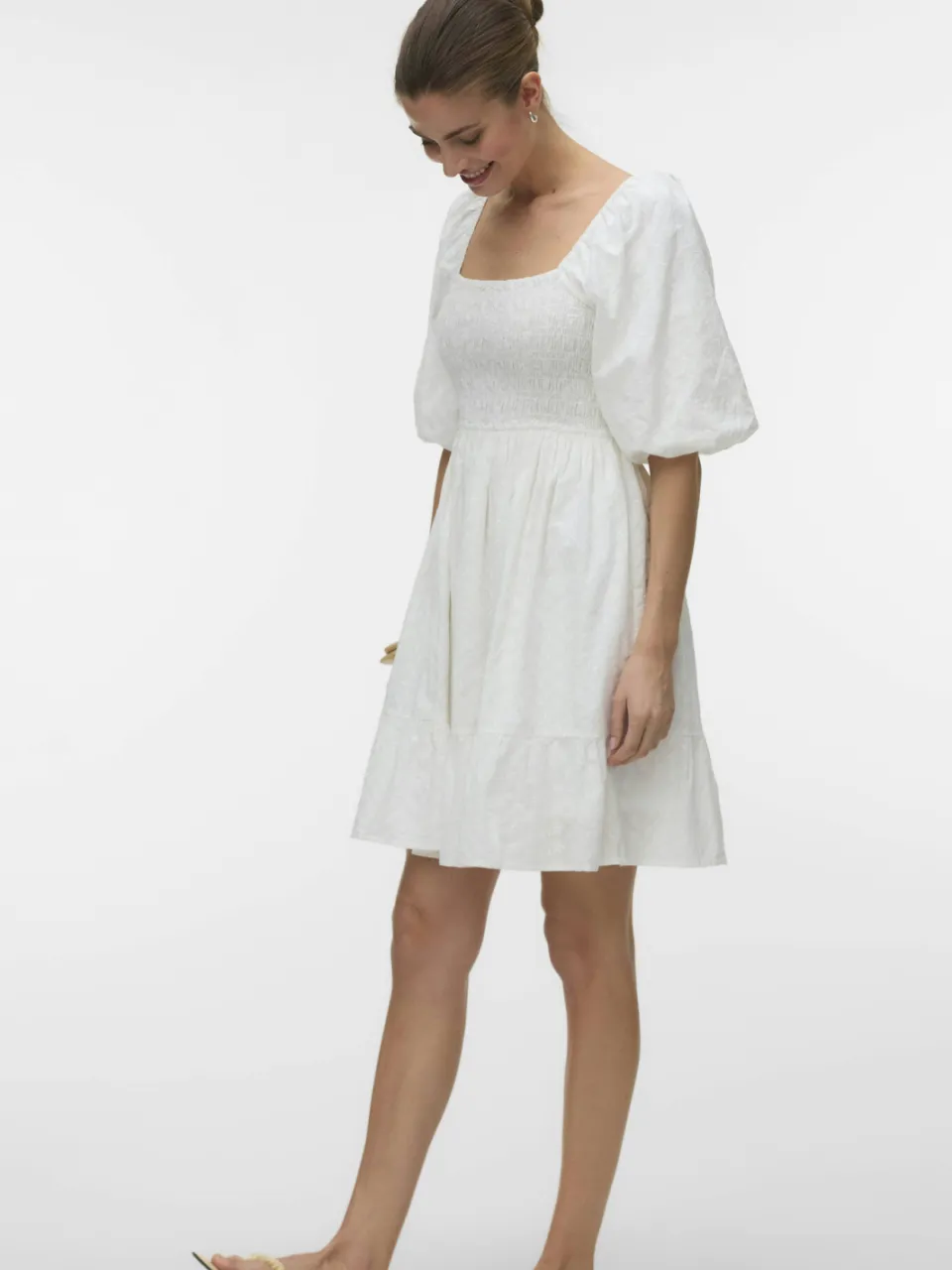 Aware mini jurk met borduursels - wit, foto 3