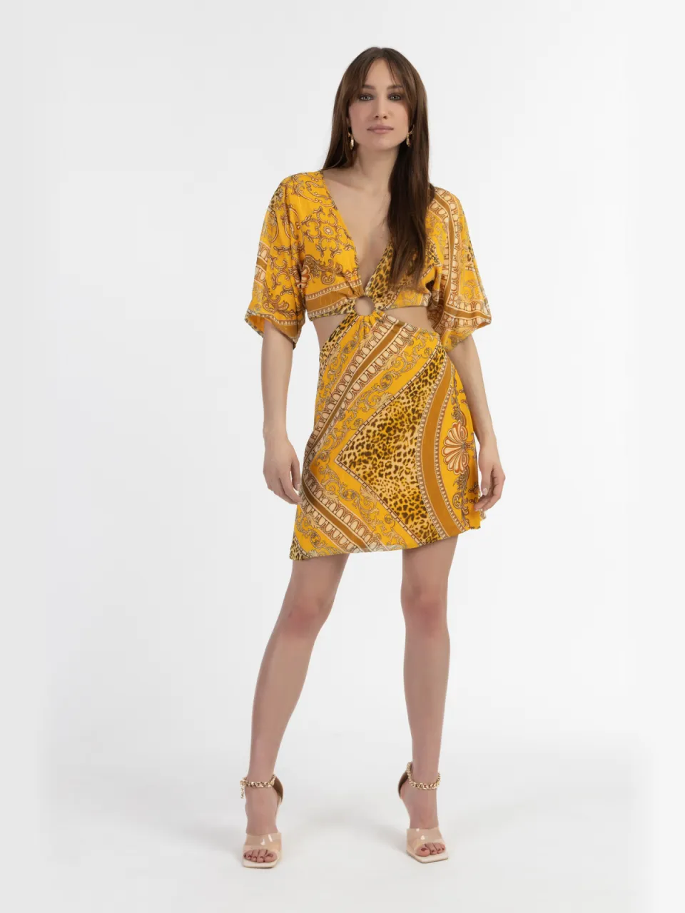 Faina Mini-jurk met uitsparingen Dames geel