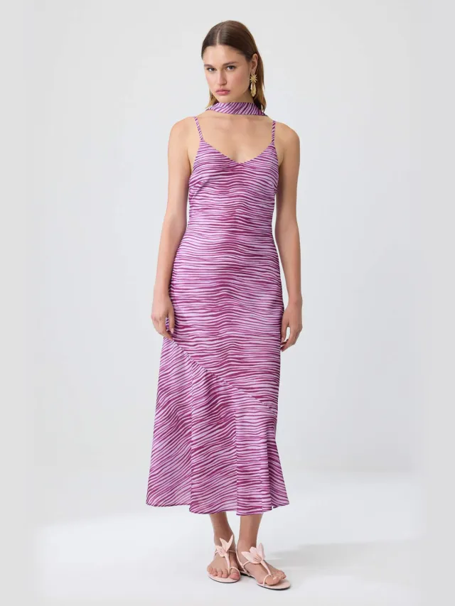 Trendyol TRENDYOLMİLLA Dames Roze Dierenprint Maxi Mouwloos Recht Jurken