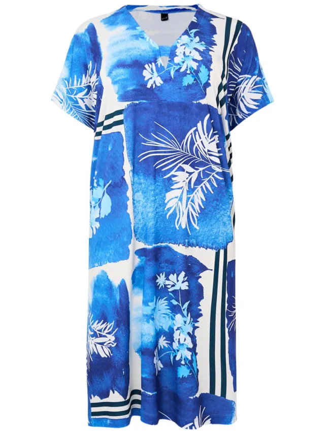 Yoek AZZURO jurk blauw Blauw/wit